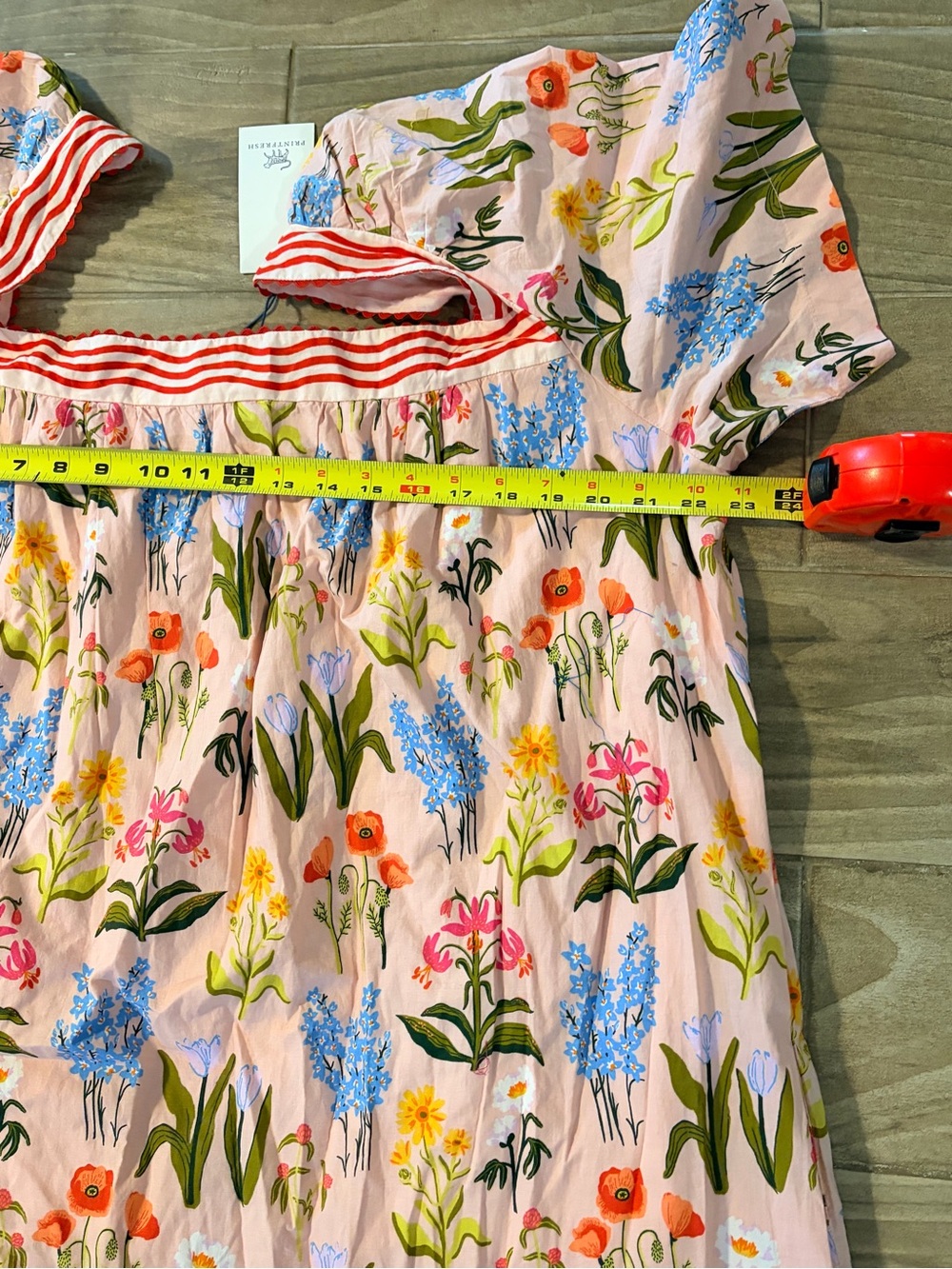 Printfresh x Lars Pink Floral Maxi Dress with Red Border, 1X, NWT - Picture 7 of 12